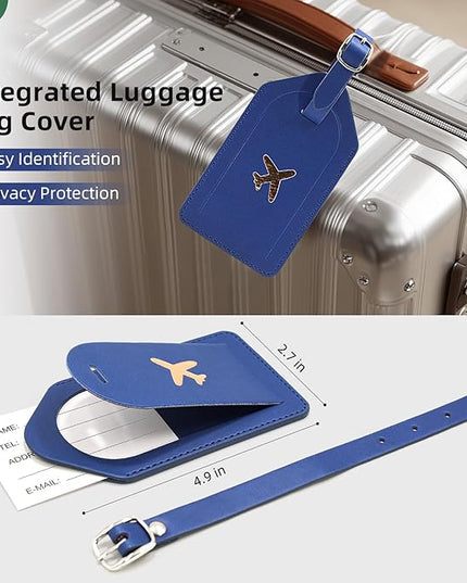 Passport Holder for Travel with Luggage Tag Cover – RFID Blocking Passport Wallet for Women & Men | PU Leather Passport Cover/Passport Case with Extra Money Pocket & Magnetic Clasp – Blue