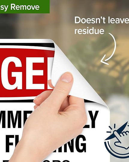 Danger Evacuate Immediately If Light is Flashing Flammable Vapors are Present Sign, 10x7 Inches, 4 Mil Vinyl Decal Stickers Weather Resistant, Made in USA by My Sign Center