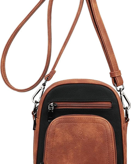 FADEON Small Purses for Women Crossbody Bags, Designer PU Leather Mini Cross Body Purse Travel Shoulder Bag Card Slots