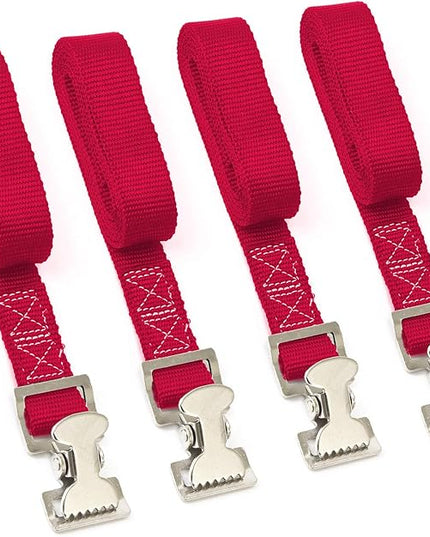 PowerTye 1in x 4ft Utility Lashing Strap - Made in USA - 150 lb. Working Load Limit / 450 lb. Breaking Strength - Red (4-Pack)