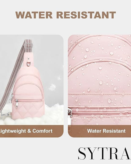 Sling Bag for Women, Anti-Theft RFID Crossbody Bag Nylon Sling Purse for Travel, Puffy Small backpack for Daily Hiking Sports Pink