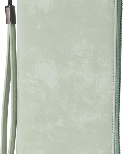 Bveyzi Women RFID Blocking Wallet Leather Zip Around Phone Clutch Large Capacity Ladies Travel Purse Wristlet | RFID Blocking, Zip Around, Large Capacity