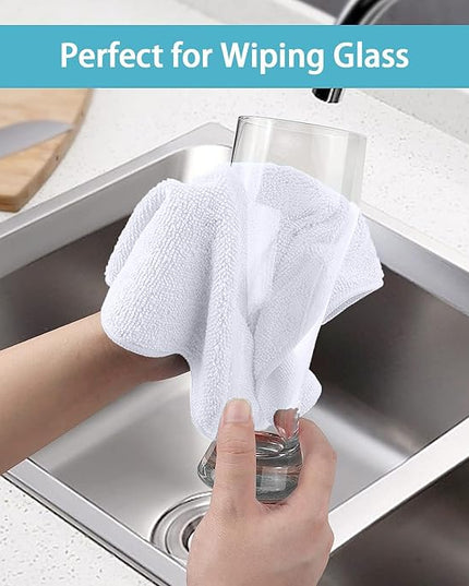 HOMEXCEL White Microfiber Cleaning Cloth, 8 Pack Cleaning Towels for Kitchen, Lint Free, Scratch-Free, Highly Absorbent, and Reusable Cleaning Rags for House, Window and Glass, Cars, 11.5 X11.5 inch