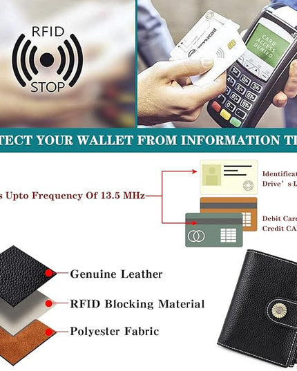 Falan Mule Wallet for Women - Genuine Leather, Compact, RFID Blocking, Bifold Wallet
