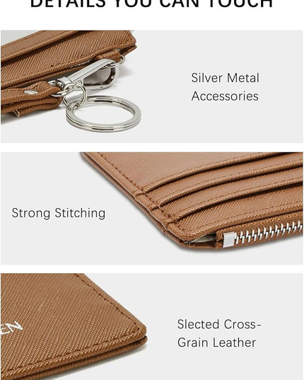 BOSTANTEN Small Wallet For Women RFID Leather Credit Card Holder Slim Wristlet Keychain Wallet With Zipper Pocket