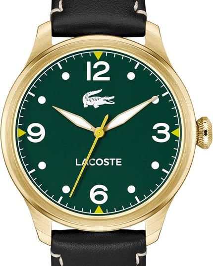 Lacoste Lisbon Men’s Quartz Watch - Three-Hand Sunray Dial with Stick Indexes, Polished Case, Crocodile Logo - Modern, Classic Timepiece - Gift for Him 42mm