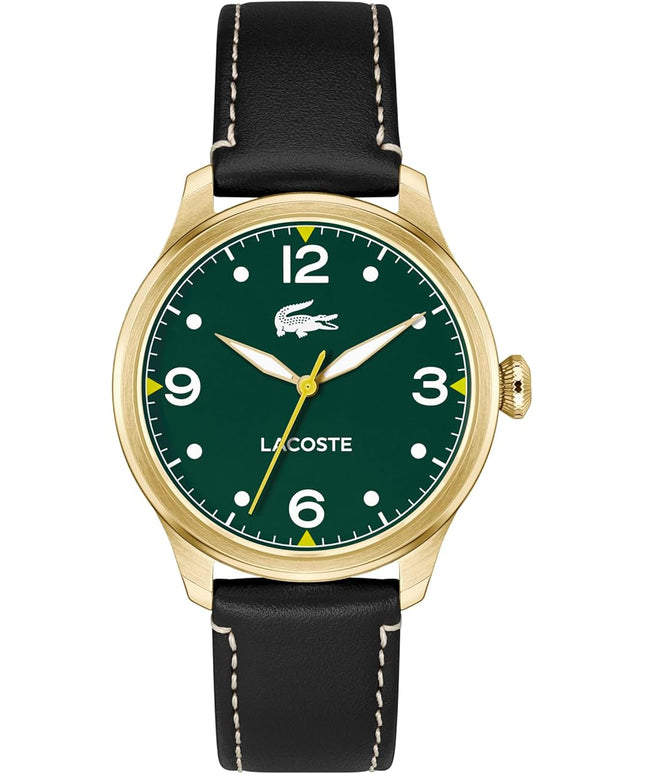 Lacoste Lisbon Men’s Quartz Watch - Three-Hand Sunray Dial with Stick Indexes, Polished Case, Crocodile Logo - Modern, Classic Timepiece - Gift for Him 42mm