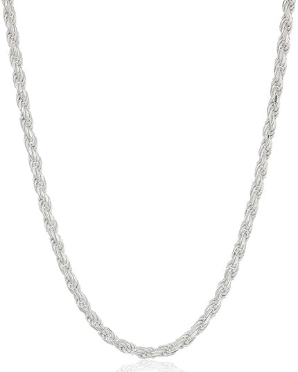 Amazon Essentials Sterling Silver Diamond Cut 14 Inches Rope Chain Necklace