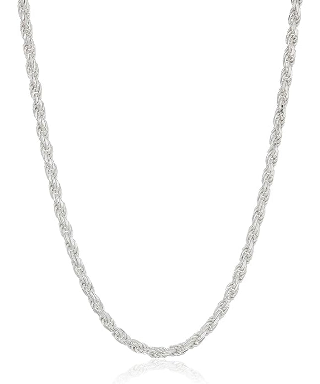 Amazon Essentials Sterling Silver Diamond Cut 14 Inches Rope Chain Necklace