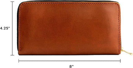 Portland Leather Goods Women's Accordion Zip Wallet – Handcrafted in Durable, Full-Grain Leather – 8 Card Slots & Secure Zippered Pocket – Honey