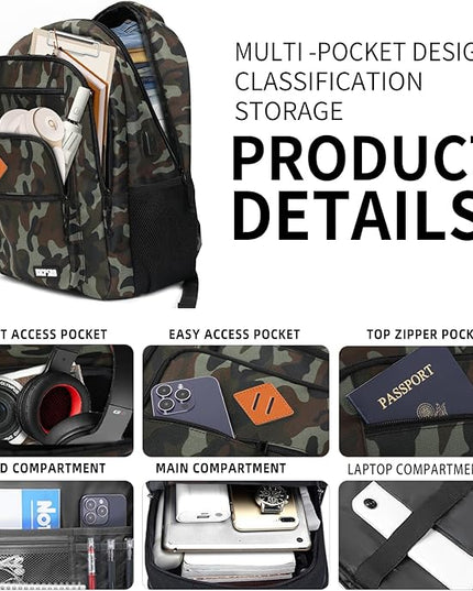 Classic Backpack for Men Women, School Backpack for Girls Boy Teens,15.6 Inch Laptop Bookbag with USB Charger for College High School Work Business Computer Book Bag,mochilas para hombres