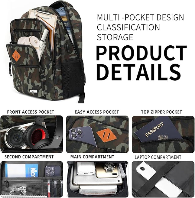 Classic Backpack for Men Women, School Backpack for Girls Boy Teens,15.6 Inch Laptop Bookbag with USB Charger for College High School Work Business Computer Book Bag,mochilas para hombres