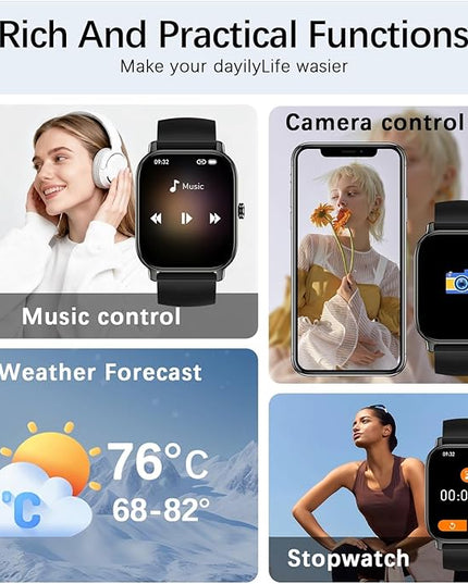 Smart Watch for Women Men Fitness: Waterproof Make Answer Call Digital Mens Watches Running Pedometer Smartwatch for Android Phone iPhone Samsung Compatible Heart Rate Monitor SpO2 Step Tracker
