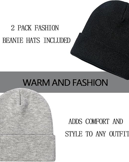 ZOORON 1&2 Pack Beanie for Men Women Slouchy Beanie Hats Winter Knit Caps Soft Ski Hat Unisex
