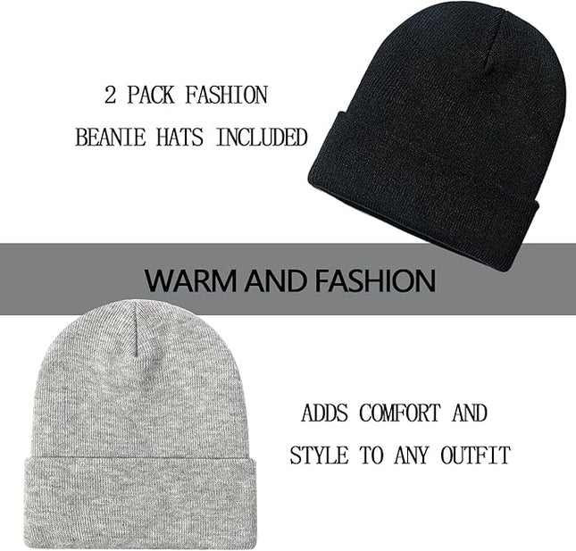 ZOORON 1&2 Pack Beanie for Men Women Slouchy Beanie Hats Winter Knit Caps Soft Ski Hat Unisex