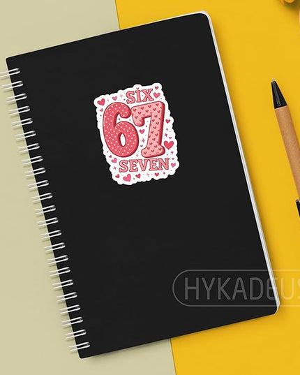 (3Pcs) 67 Stickers Funny Six Seven Sticker 6 7 Number Decorations Vinyl Decals for Birthday Valentines Day Laptop, Water Bottle, Tumbler, Scrapbooking, Luggage, Waterproof 3" x 2.3"