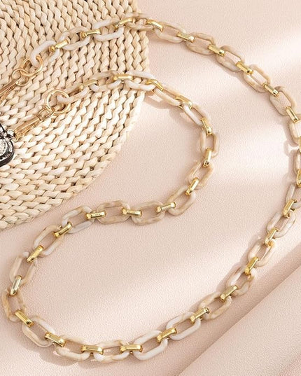 Phone Crossbody Chain Cell Phone Lanyard,Acrylic Shouder Strap Universal Cellphone Chain Strap with Tether Patches Compatible with Most Phones Bag Purse Beige