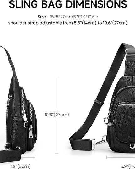 befen Anti Theft Genuine Leather Sling Bag for Women RFID Small Crossbody Bag Chest Bag Leather Fanny Packs for Travel