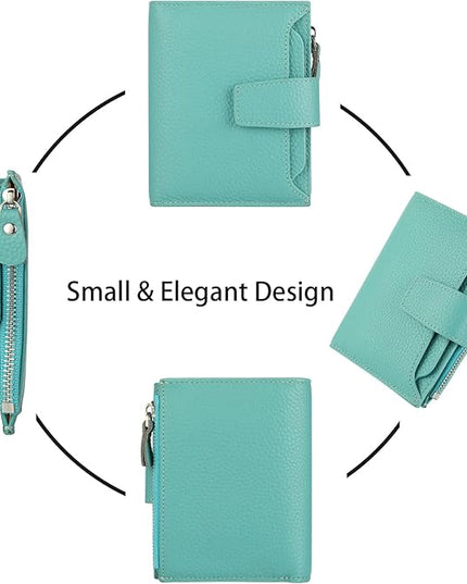 Lavemi Small Compact Women Wallet RFID Blocking Genuine Leather Bifold Purse with ID Windows