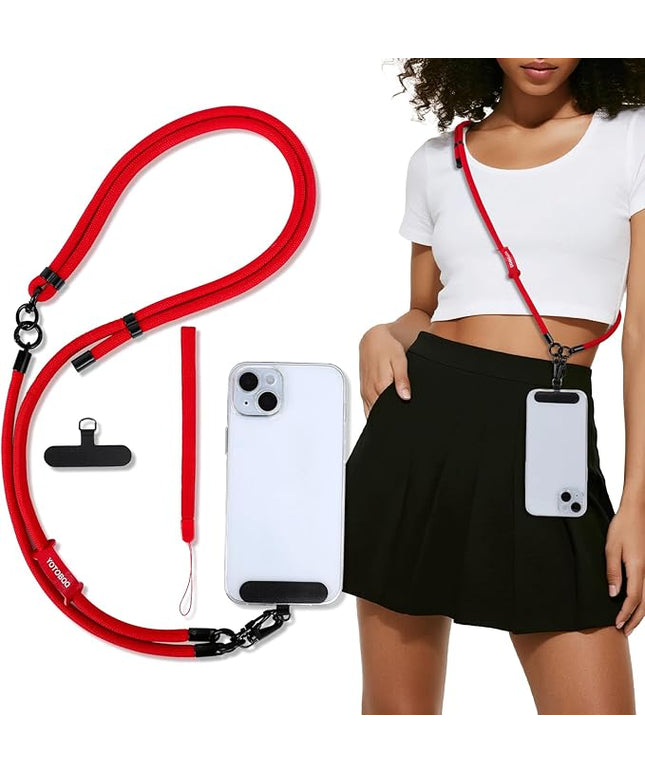 Phone Lanyard, Adjustable Wrist Strap, 2 Pads, Anti Theft Lanyard Crossbody, Multifunctional Cell Phone Neck Strap