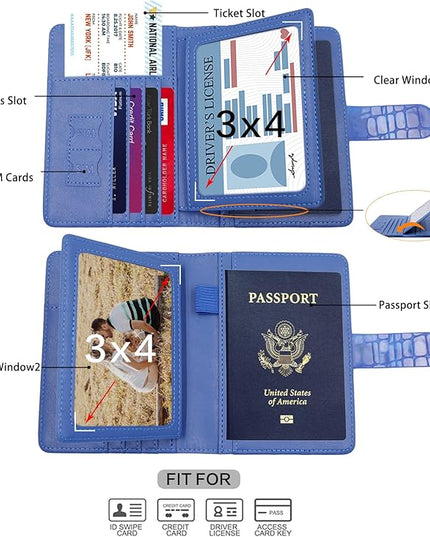 Melsbrinna Rfid Passport Holder for Travel women/Men, Cute Passport Wallet Rfid Blocking Card Slots, Rfid Passport Cover/CaseTravel Wallet, Passport Book Holder (1, Blue3)