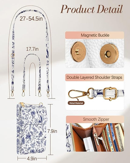 Cute Small Crossbody Purse Cell Phone Bags for Women - Leather Cellphone Wallet Purse with Shoulder Strap