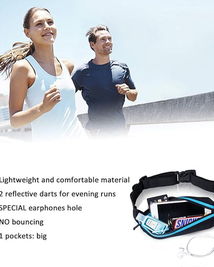 Running Belt Fanny Pack, Running Waist Pack for Women & Men USA Patented Hands-Free Reflective Runner Pouch Belt Fitness Workout Bag No-Bounce Adjustable Sport Travel Fanny Pack Cell