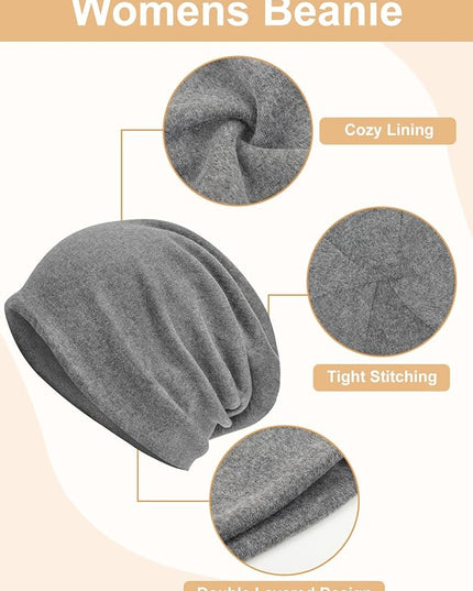 Senker Fashion Slouchy Beanie Hats for Women Men, Chemo Headwear Cotton Beanies Soft Lightweight Chemo Skull Cap Elastic