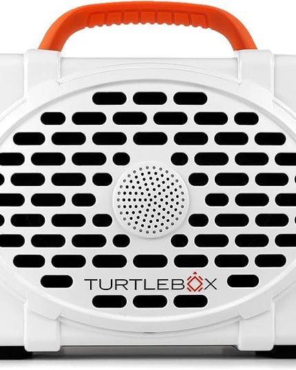 Turtlebox Original Gen 3: Portable Outdoor Bluetooth Speaker – Ultra-Loud (120dB), Waterproof (IP67), Rugged, Impact-Resistant, 3-Day Battery | Party Mode: Unlimited Pairing Stereo, White/Blaze Orange