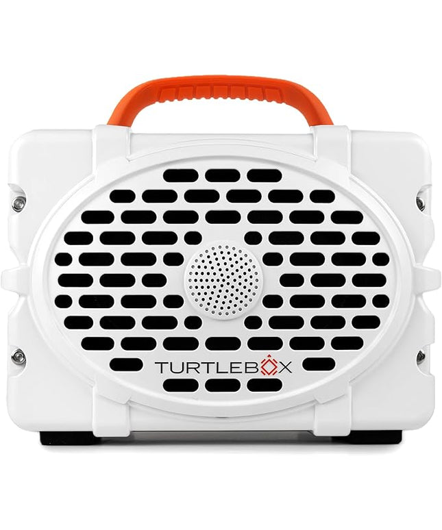 Turtlebox Original Gen 3: Portable Outdoor Bluetooth Speaker – Ultra-Loud (120dB), Waterproof (IP67), Rugged, Impact-Resistant, 3-Day Battery | Party Mode: Unlimited Pairing Stereo, White/Blaze Orange