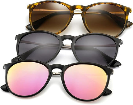 SUNGAIT Premium Vintage Round Sunglasses for Women Men Classic Retro Trendy Style
