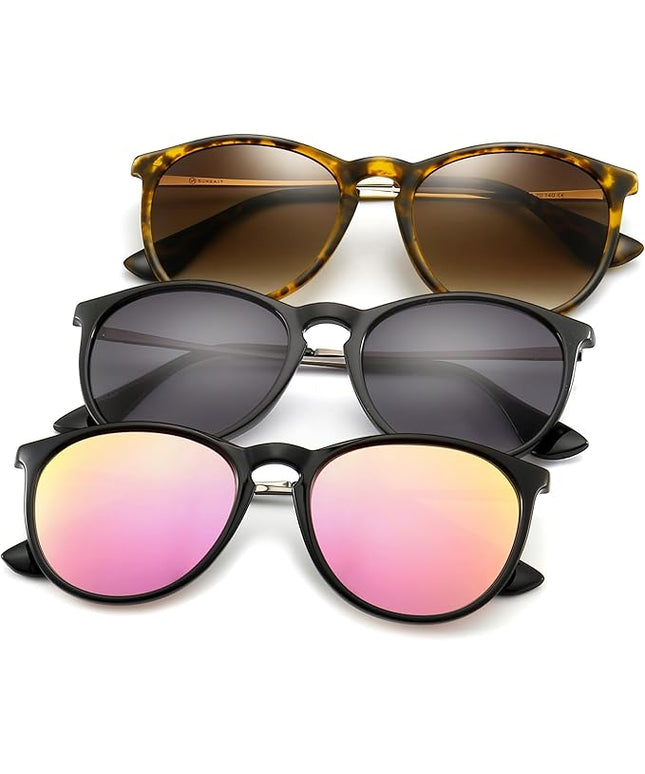 SUNGAIT Premium Vintage Round Sunglasses for Women Men Classic Retro Trendy Style