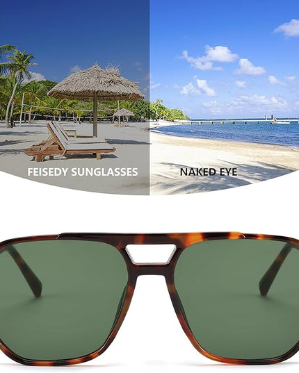 FEISEDY Retro Square Aviator Sunglasses Women Men 70s Vintage Trendy Plastic Frame Sun Glasses B2835