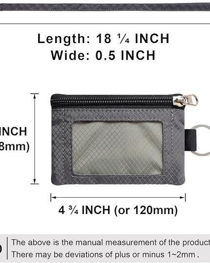 Minimalist RFID Blocking Small Wallet with ID Window,WaterResistant Zip Id Case Wallet with Lanyard Keychain for Cards,Cash,Travel,Women,Men