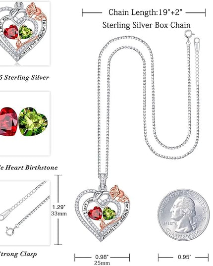 Iefil Christmas Gifts for Wife Women - 925 Sterling Silver Double Birthstone Necklace, Anniversary Birthday Gifts for Women, Jewelry Gift for Wife Girlfriend Mom Her