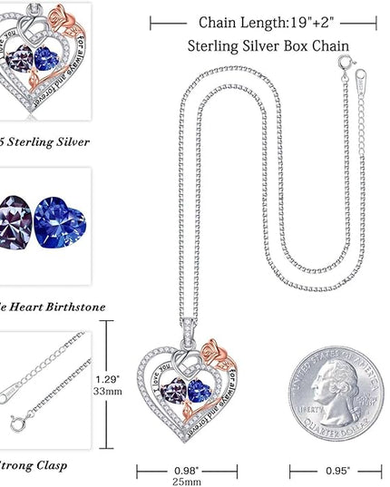 Iefil Christmas Gifts for Wife Women - 925 Sterling Silver Double Birthstone Necklace, Anniversary Birthday Gifts for Women, Jewelry Gift for Wife Girlfriend Mom Her