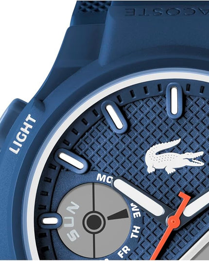 Lacoste LC33 Men's Analog-Digital Watch – TR90 Case, World Clock, Stopwatch, Alarm, Backlight, Textured Silicone Strap, Premium Fashion Timepiece - Gift for Him - 45mm