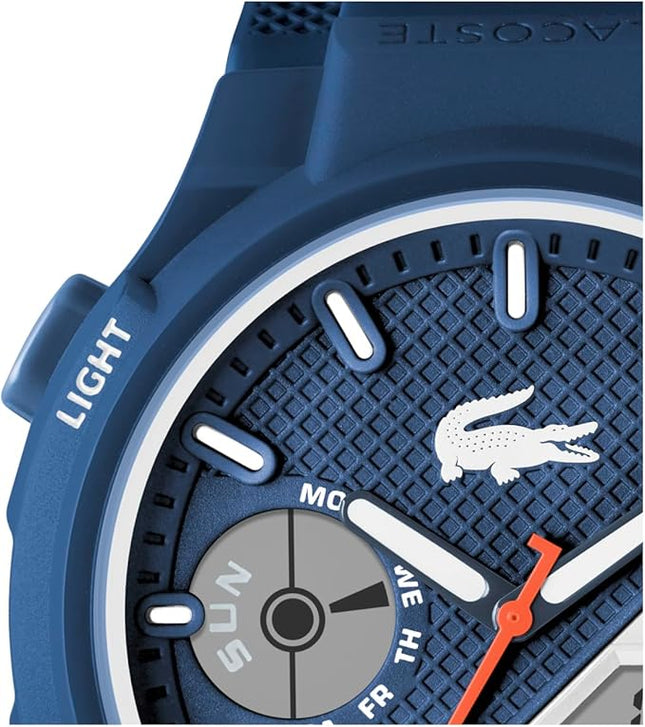 Lacoste LC33 Men's Analog-Digital Watch – TR90 Case, World Clock, Stopwatch, Alarm, Backlight, Textured Silicone Strap, Premium Fashion Timepiece - Gift for Him - 45mm