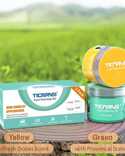 TICARVE 2Pack Cleaning Gel for Car Putty Car Slime Cleaning Car Putty Detail Car Interior Cleaner Automotive Cleaning Kits Keyboard Cleaner Yellow Green (320g/11.2oz)