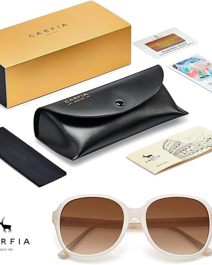 CARFIA Acetate Oversized Square Polarized Sunglasses for Women UV Protection Retro Trendy Big Shades