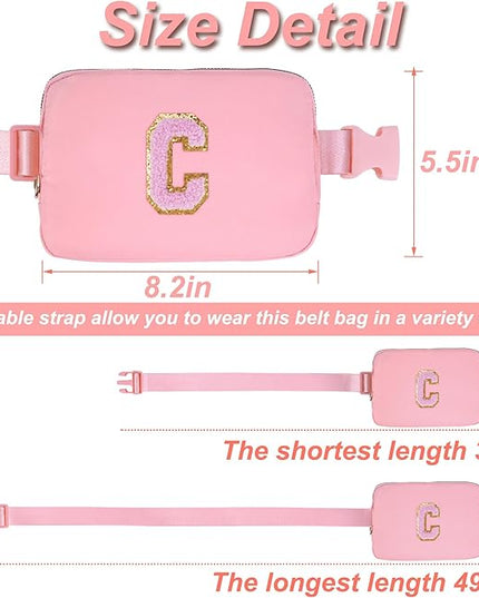 Uygafly Graduation Gifts for Girls Teen,Belt Bag for Women Girls Initial Crossbody Bag Waist Packs Teens Fanny Pack,Personalized Accessories for Preppy Cute Stuff Gifts for Teens Girls Kids | Peach,C
