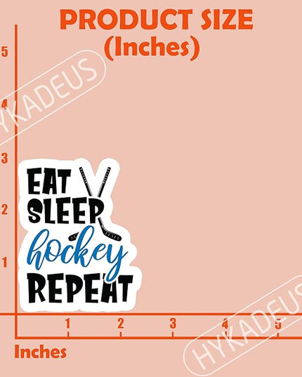 (3Pcs) Hockey Stickers Eat Sleep Hockey Repeat Vinyl Decals Waterproof Sticker for Water Bottles Scapbooks Laptop Phones Tumblers, Gifts for Teens Girls Ice Hockeys Fans, 3" x 2.4"