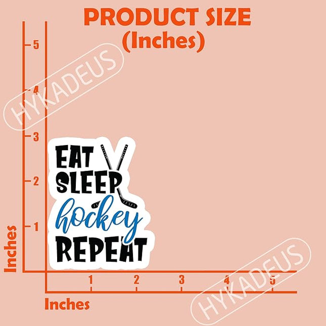 (3Pcs) Hockey Stickers Eat Sleep Hockey Repeat Vinyl Decals Waterproof Sticker for Water Bottles Scapbooks Laptop Phones Tumblers, Gifts for Teens Girls Ice Hockeys Fans, 3" x 2.4"