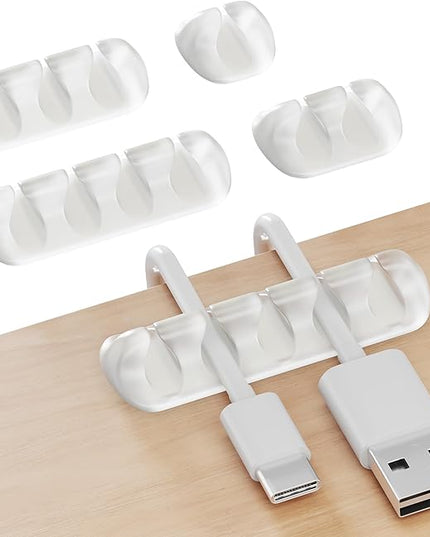GLUIT Adhesive Desktop Cable Organizer Versatile Cord Holders Wire Clips and Cable Holder Cord Organizer for Desk Table Accessories Office Spaces New Transparent 5 Pack