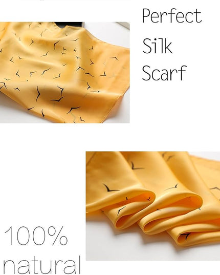 kcctoo 27.5" Mulberry Silk Feeling Head Scarf Women's Fashion Square Neck Satin Scarfs for Bag Hair Scarves Gift