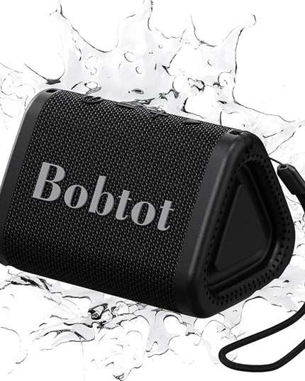 Bobtot Portable Bluetooth Speaker Wireless, IPX7 Small Shower Speaker Waterproof, 15H Playing Time, Loud and Stereo Sound with Bass, TWS Pairing for Party, Camping, Travel, Black