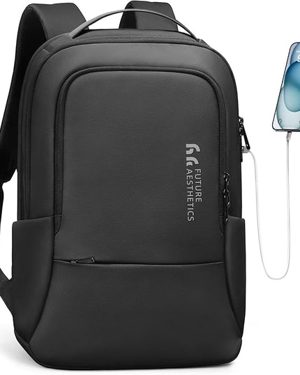 hk Backpack for Men Business Backpack with USB Charger Anti-Theft Mens Backpacks Water-Resistant 15.6 Inch Laptop Backpack Lightweight Casual Bag for Business Travel Office Work College, Black