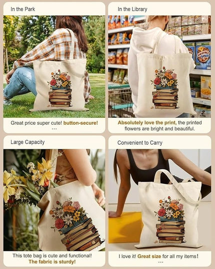 Canvas Tote Bag with Zipper Handles for Women Bridesmaid Birthday Wedding Mother Ladies Shopping Gift Bags
