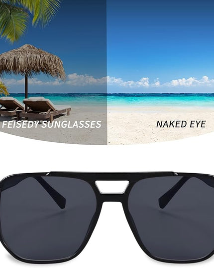 FEISEDY Retro Square Aviator Sunglasses Women Men 70s Vintage Trendy Plastic Frame Sun Glasses B2835
