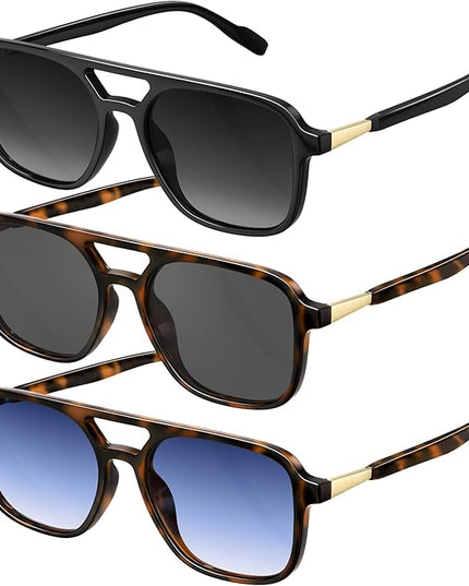 Retro Aviator Sunglasses for Women Men:Polarized Trendy Vintage 70s Rectangle Womens Shades Sun Glasses UV Protection